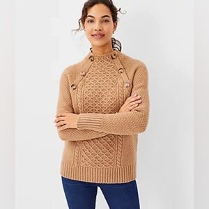 New Ann Taylor Sz XS ANN TAYLOR Raglan Button Mockneck Raglan